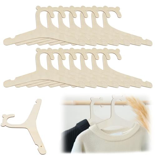 cobee 15 Pcs Wooden Baby Clothes Hangers, Baby Pant Hanger Ganchos 9 Inch Cute Bear Ears Child...