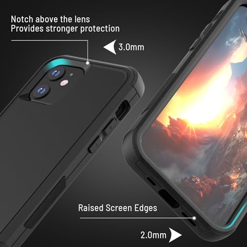 X-belmox Heavy Duty Case for iPhone 12/12 Pro, 3-Layers Military Grade Drop Protection Phone Case [Tempered Glass Screen Protector] Shockproof Rugged Case Cover for iPhone 12/12 Pro 6.1 Inch (Black) by X-belmox - Image 3