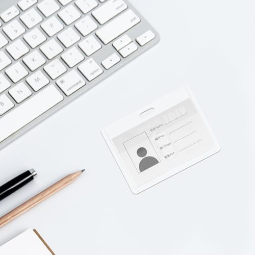 15 Fundas transparentes horizontales para tarjetas de identificación de plástico resistente 7
