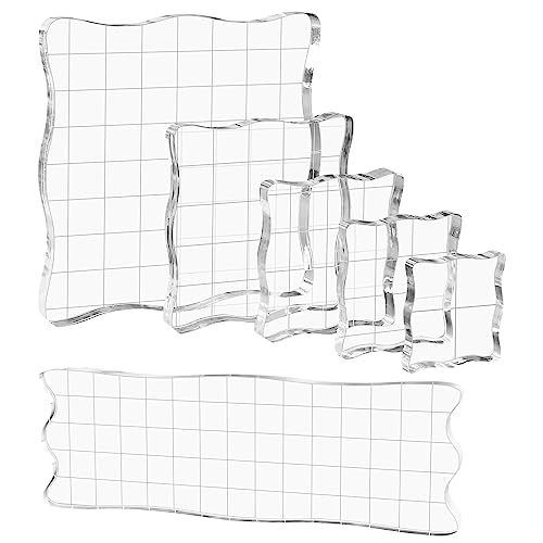 Plataforma de estampado de posicionador de sellos, herramienta de plataforma de sello acrílico con líneas de cuadrícula para hacer tarjetas, álbumes de recortes y otras manualidades de papel