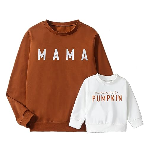 Mommy and Me Matching Outfits Halloween Pumpkin Sweatshirt Thanksgiving Baby Girl Outfit Fall Shirts