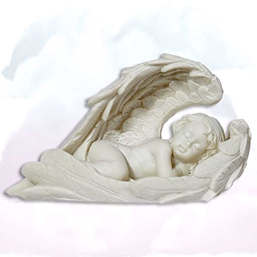 Sheltering angel wings - Figura decorativa (9 cm de largo, 9 cm), diseño de ángel de la guarda