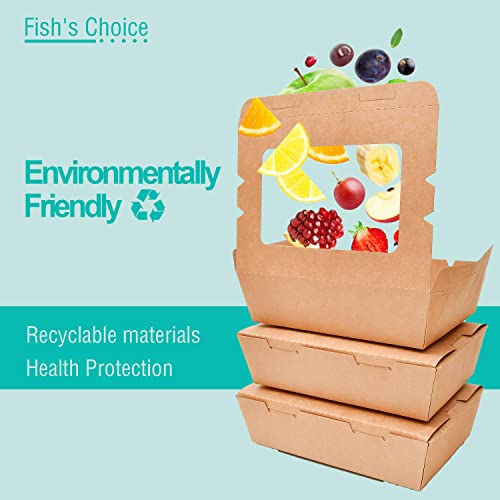 Take Out Food Containers 40 Oz (50 Pack) Kraft Brown Food Boxes, Disposable Food Containers With 18Pe Film Leak And Grease Resistant - Recyclable Lunch Box With Transparent Window To Go Containers For Food #TOP4