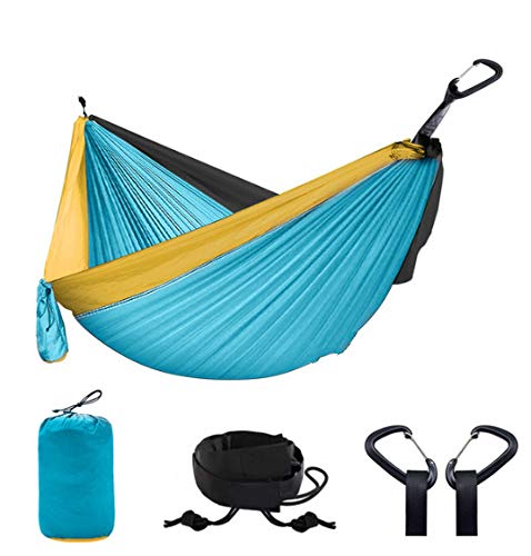 300 S 200 Cm Hamaca Paracaídas De Camping Portátil Muebles De Jardín Al Aire Libre Ocio Dormir Hamaca Doble (Azul Claro Naranja)