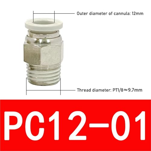 Conectores neumáticos de policarbonato blanco PC12-01 con rosca de 1/4 y diámetro de 8mm 3