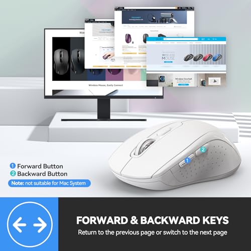 Image of TECKNET 2-in-1 Bluetooth Mouse (BT 5.0 /3.0+2.4Ghz), 6-Level 4000 DPI White