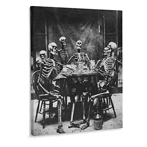 Gothic Skeleton Horror Decoration Art Posters Halloween Canvas Wall Picture Wall Art Paintings Canvas Wall Decor Home Decor Living Room Decor Aesthetic 24X32Inch(60X80Cm) Frame-Style #TOP8