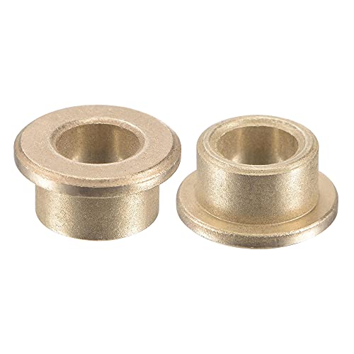 uxcell Flange Sleeve Bearings 8mm Bore 12mm OD 8mm Length 16mm Flange Dia 2mm Flange Thickness Sintered Bronze Self-Lubricating Bushing 2pcs