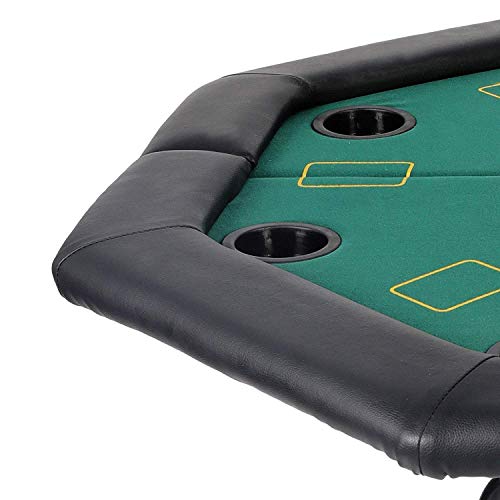 Livebest 48\" Octagon Folding Poker Table with Leg 8/10 Player & Poker Chips Set-Cup Holders Inserts-for Luxury Texas Card Game Blackjack,Green Speed Felt Cloth (4 Fold - 8 Player)
