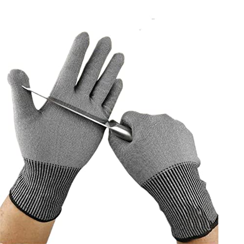 KECENWEL Guantes Resistentes a Cortes, Malla de Acero incorporada, protección de Alto Rendimiento de Nivel 7, Guante de Trabajo de Seguridad para Cortar Carne, Pesca,1 Pairs,L