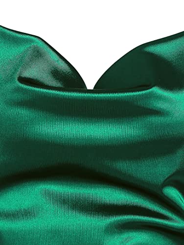 Zaful Womens Sexy Sleveless Spaghetti Strap Sheeny Draped Slip Cocktail Open Back Satin Silky Party Cami Mini Dress(Green, Xs) #TOP3