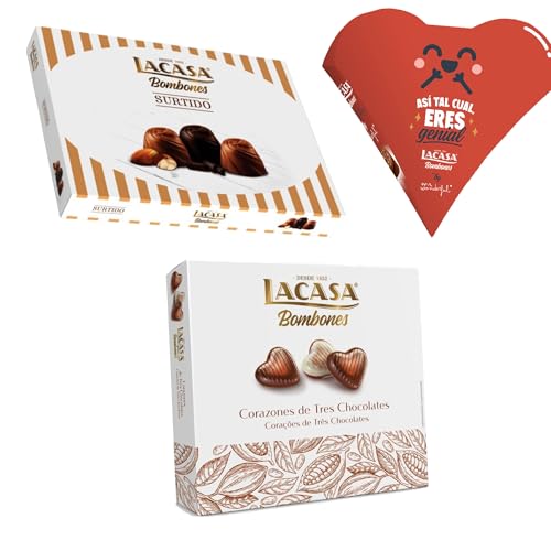 Pack Lacasa bombones corazón mr wonderfull 60G & bombones surtido 95 G & bombones corazón tres chocolates 200 g