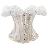 Felcia Damen-Korsett mit Schnürung, Blumendruck, Vintage-Stil, Unterbrustkorsett, Frontverschluss, Bustier, Taillenmieder, Body Shaper, M