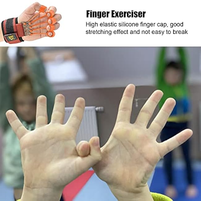 Doefo Finger Strengthener | 5 Elastic Silicone Grip Strength Trainer & Hand Strengthener | Portable Finger Extension Exerciser Set for Improving Finger and Wrist Strength, 10lb 20lb 40lb 60lb 75lb