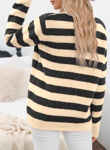 Image of Dokotoo Sweaters for Women 2026 Crewneck Striped Cute Color Block Fall Winter Knitted Pullover Tops