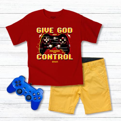 Give God Control Philippians 4:6 Red Cotton Children's T-Shirt3