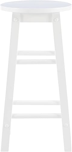 Vista 11 de Taburete de 24 pulgadas Zeke Blanco con asiento redondo de Linon