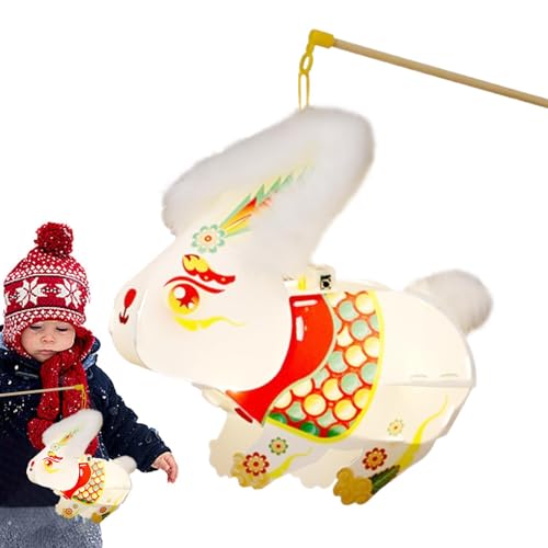 Farolillo de conejo chino, farolillo de conejo, farol luminoso retro hecho a mano, bonito adorno de conejo, paquete de material de linterna, linterna de estilo chino para el festival de mediados de