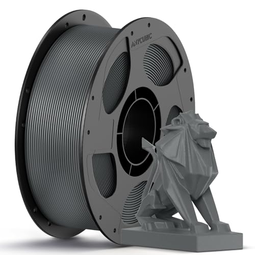 ANYCUBIC PETG Filament 1.75mm, 3D Printer Filament, Dimensional Accuracy +/- 0.02mm, Exceptional Toughness, Print with Most FDM 3D Printers, Intelligent Identification, 1KG Reusable Spool,Dark Grey