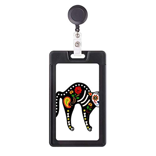 Porte-badge rétractable os de chat noir original pour blouse infirmière