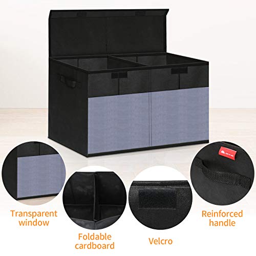 king do way Toy Chest with Flip-Top Lid Foldable Fabric Storage Box with Clear Window Organizer Bathroom Storage Baskets for Clothes Toys Books Bedding - Thumbnail 6