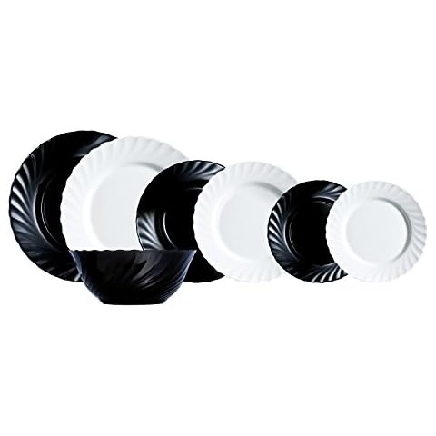 Luminarc Vajillas combinadas en vidrio negro con ensaladera Cover