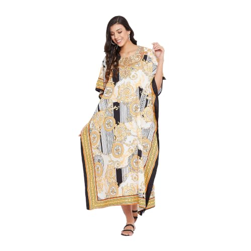 Image of Oussum Women Polyester Casual Long Plus Size Beach Caftan Cover Up Maxi Dress 1X-3X Summer Kaftan Dresses for Women