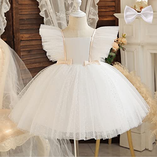 Baby Pageant Wedding Flower Girl Party Fancy Dress Princess Dance Costume Feather Ballerina Dress Infant Princess Dress White #TOP3