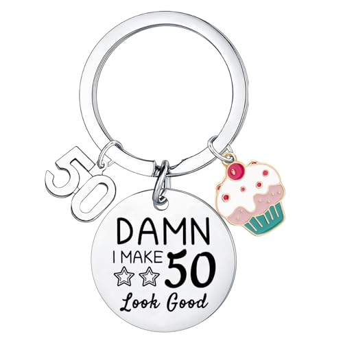 Ghloyza Funny 50th Birthday Gifts for Women Men Funny 50th Birthday Keyring for Her Him Friends Cool 50 Years Old 50 Present Decorations Ideas