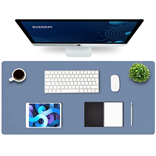 Knodel Leather Desk Pad, Large Mouse and Keyboard Mat for Laptop and Desktop, Protector Mat and Blotter (90x43cm, Lake Blue)