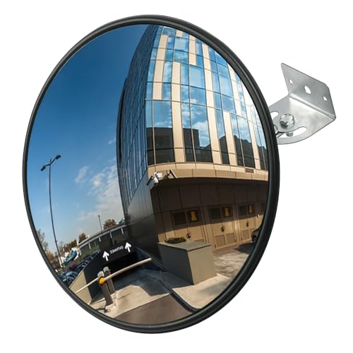 VGECEE Verkehrsspiegel 30 cm Konvexspiegel Spiegel Konvex Rund Parabolspiegel Ausfahrt Sicherheitsspiegel Überwachungsspiegel Außen Beobachtungsspiegel Panoramaspiegel für Garage, Verkehr, Einfahrten