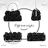 EVEOUT Élégant Pochette Clutches de soirée à Fleurs pour Femme Satin Sac bandoulière pour fête Mariage Sac à Main de mariée(Noir) #3