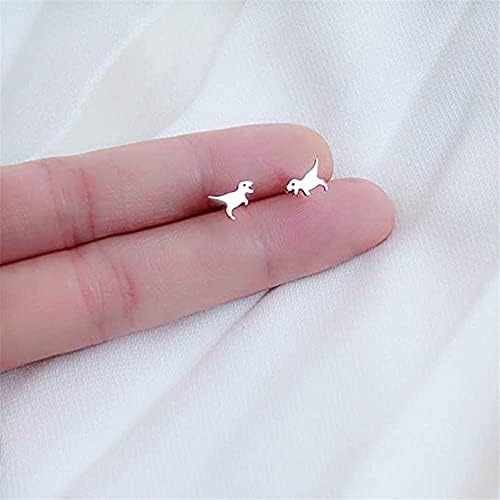Mini Cute Dinosaur Stud Earrings for Women Girls Men Sterling Silver Hypoallergenic Tiny Dragon Brontosaurus Animal Cartilage Tragus Post Fashion Minimalist Jewelry