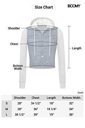 FASHION BOOMY Women's Classic Denim Jean Jacket - Cropped Long Sleeve Outerwear - Regular and Plus Sizes Large H-Light Blue - Thumbnail 7