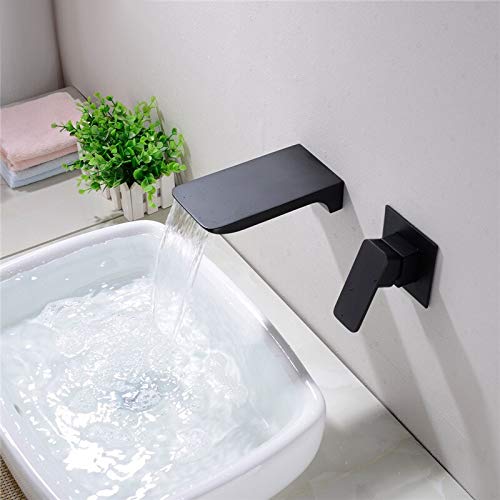 Robinet de lavabo mural en laiton brossé or mitigeur cascade