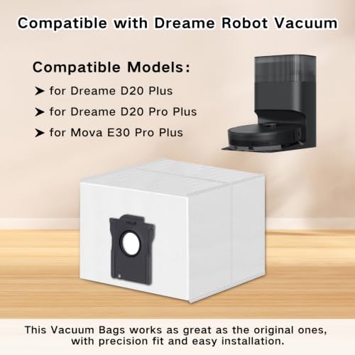 Image of 12 Pack Dust Bags for Dreame D20 Plus, D20 Pro Plus Robot | for Mova E30 Pro Plus Vacuum Cleaner, 5 L Large Capacity Bags Replacement