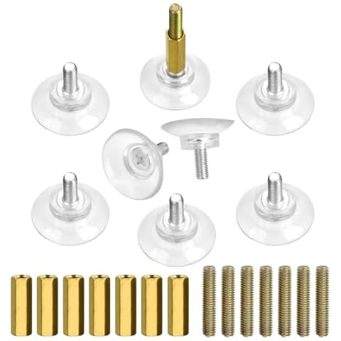 Sankoly 8 Pcs Glass Table Tops Suction Cup 1.3 Inches Strong Suction Cup with Heavy Duty M6 Screw and Extension Screw, Adjustable Height, Fit for Glass Table Cover