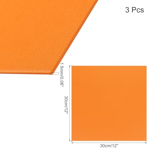 Image of ABS Plastic Sheet 12 x 12 Inch,Flexible Plastic Sheets 1 /16 Inch Thick Thermoplastic Sheet with Leather Texture Dark Orange for DIY Crafts Decors 3Pcs