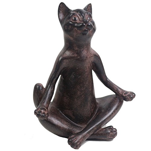 KiaoTime I Vintage Rustic Decorative Resin Animal Cat Yoga Pose Statue, Kitty Yoga Figurine Statue, Meditation Room Yoga Figurine, Yoga Pose Statue, Yoga Sculpture