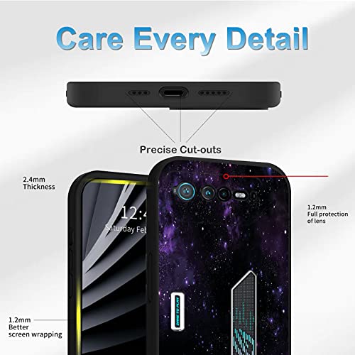 Bwegrhe Slim Case For Asus Rog Phone 6 5G 2022, For Rog Phone 6 Tpu Bumper Phone Case With Purple Galaxy Pattern Designed, Soft Rubber Silicone Protection Cover For Asus Rog Phone 6 5G #TOP3