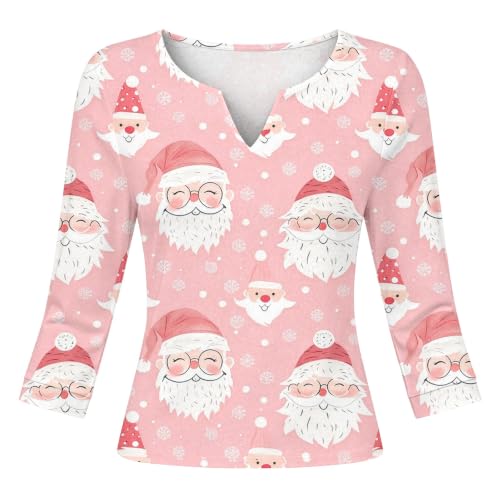 Christmas Tops for Women V Neck 3/4 Sleeve Funny Graphic Holiday Shirts - image 3