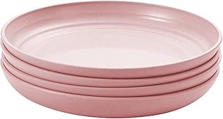 プレート お皿 ディナープレート 食器 プラスチック 丸皿 食器セット 電子レンジ温め対応 食洗機対応 おしゃれ ランチプレートケーキ皿 デザートプレート サラダプレート 北欧風 4枚セット 直径20cm (ピンク x4)