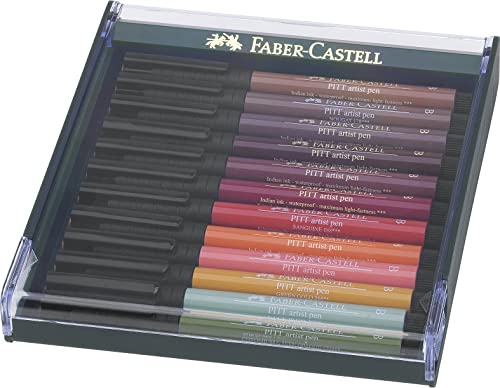 Faber-Castell Pitt Artist Pen 267422 Lot de 12 feutres, couleurs terre