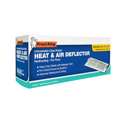 Frost King Unbreakable Heat and Air Deflector, Clear Plastic, 2 3/4” Tall, Width Adjustable 10” to 14”