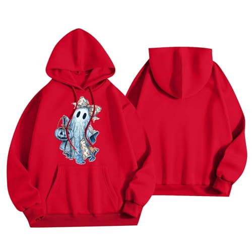 Halloween Hoodies for Women 2025 Fall Fashion Long Sleeve Cute Ghost Graphic Lightweight Hoodie with Pockets