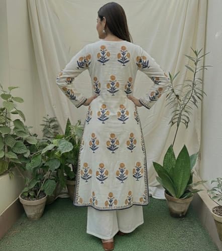 Image of ANNI Designer Women's Viscose Blend Printed Straight Kurta with Palazzo | Ethnic Kurta Pant Set | Floral Casual Wear Suit | Festive Office Wear Traditional Outfit for Women