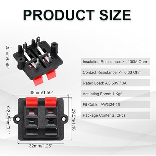 uxcell conector de 4 vías para altavoz 2 unidades miniatura 2