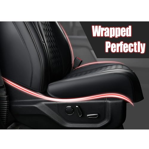 Coverado Full Set F150 Seat Covers, Waterproof Faux Leather Full Coverage Protector for 2015-2026 Ford F150 & 2017-2026 F250 F350 F450 Crew Cab, Black Truck Interior Car Seat Cushion Covers by Coverado - Image 7