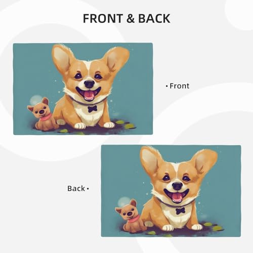 Set de table lin synthétique lavable antidérapant et résistant chaleur pour repas Corgi - 4