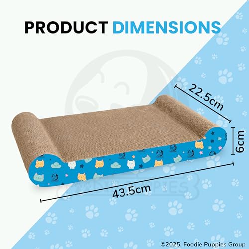 Image of Foodie Puppies 2-in-1 Reversible Cat Scratcher Pad with Catnip for Cats & Kittens, (Couch, 43.5 x 23 x 6 cm) | Durable Corrugated Cardboard Cat Scratching Pad for Furniture Protection, Play & Rest